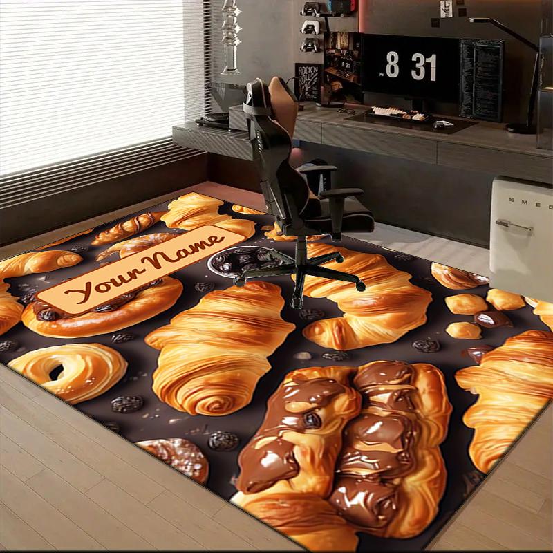 1PC Custom Name Sweet Pastry Delight Theme Floor Mat Ideal for Living Room, Game Rooms, Office, Bedroom, Floor Mat Playful Design