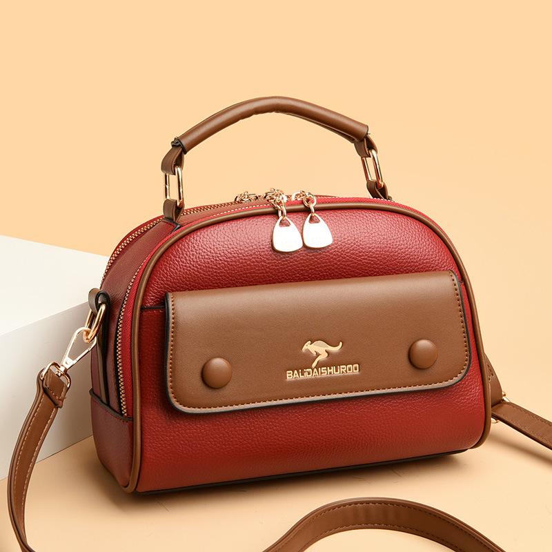 

Versatile Multi-layer Waterproof Tote: High-End Single Shoulder & Crossbody Bag вино красного