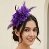 Acessório de Cabelo com Pena Estilo Francês Faixa de Cabelo Floral para Mascarada Doce Faixa de Cabeça com Flores Casamento