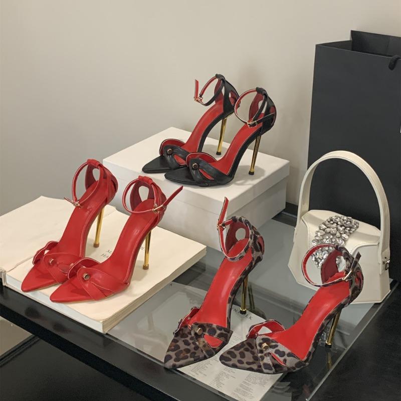 Fashion Sexy Open Toe Buckle Strap Thin High Heel Sandal for Women 2025 Summer New Rivet Hollow Stripper Stiletto Party Dress Shoes