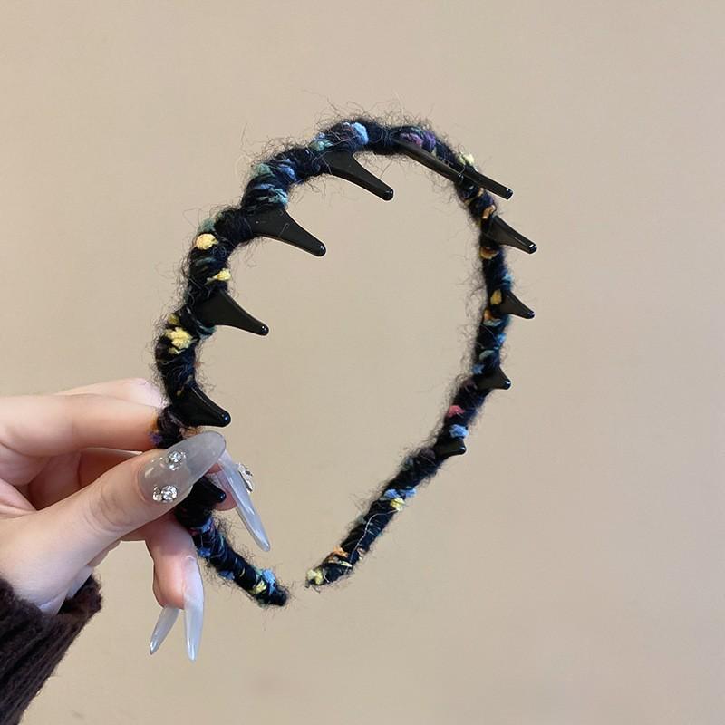 Mesh winding crystal headband new fashion simple headgear with teeth fluffy high skull top hair accessories