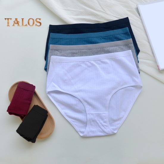 High Waist Women Underpants Tummy Control Plus Size Knitted Solid Color Panties High Elasticity Cotton Briefs Full Butt Coverage Underwear