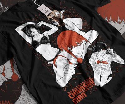Makima Power Kobeni Reze T-shirt Chainsaw Denji Horror Anime Cadeau Shirt Alle Maten