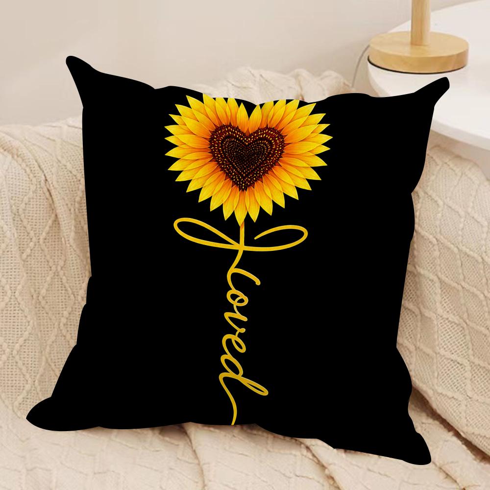 Simple Stylish Sunflower Cushion Cover Square Pillow Bedroom Sofa Leisure Comfort Living Room Home Decoration X