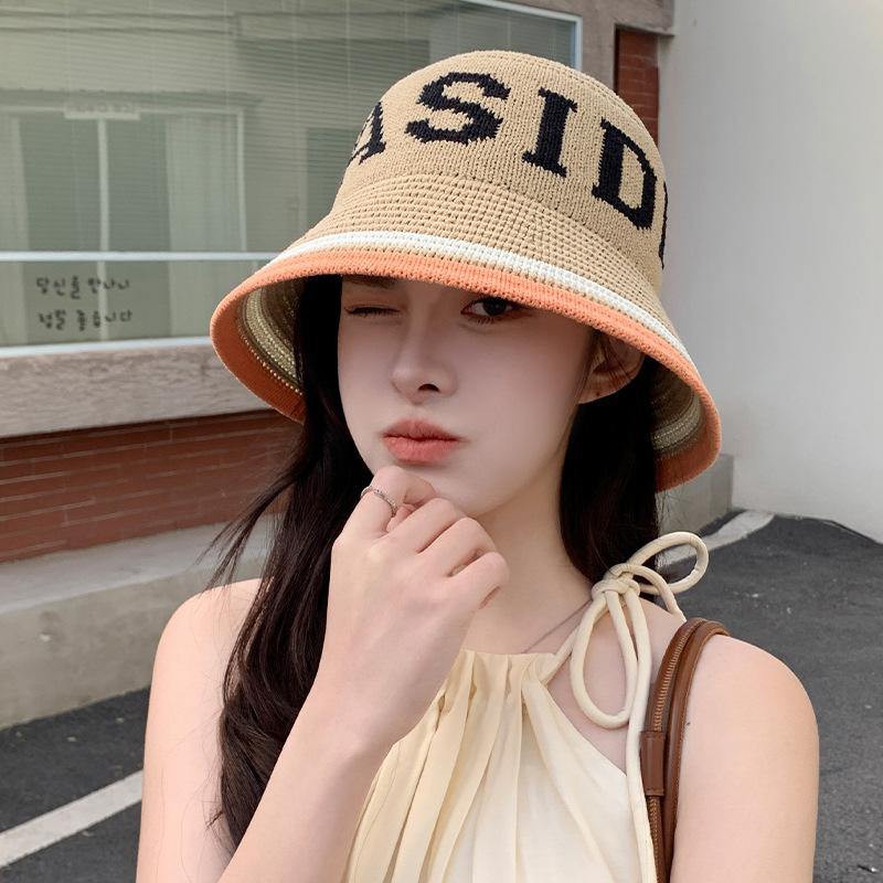 New Summer Hat for Women Knitted Fisherman Hat Sun Protection Sun Hat Summer Breathable Face showing Hat