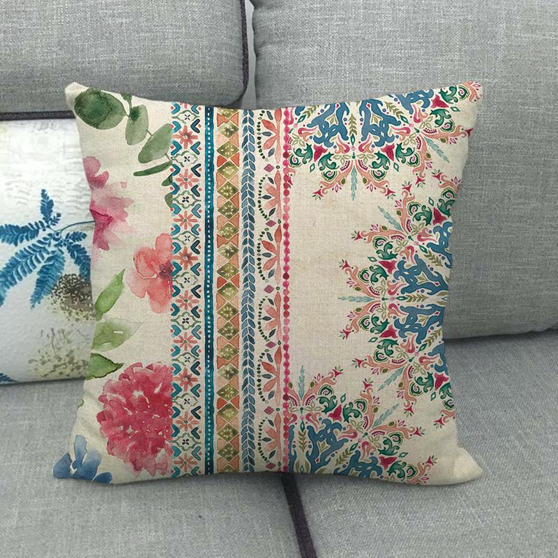 Bohemian Geometric Patterns Digital Printing Short Plush Pillow Covers For Car Sofa Office Cushion Cover Home Goods 60X60Cm