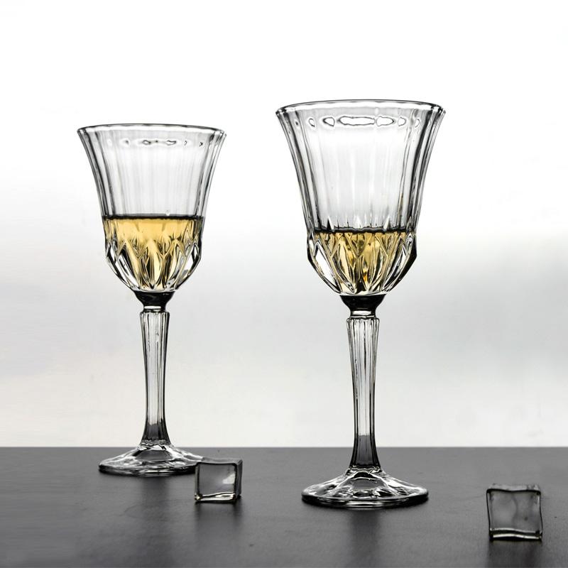 2pcs Elegant Crystal Stemmed Glassware Plaid Pattern, Retro Style Lead-Free Wine Glass, for Weddings, Birthdays, Holidays