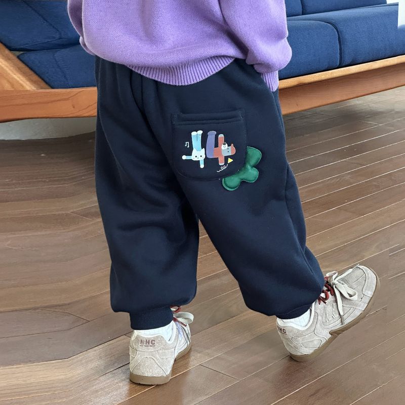 Fleece-Lined Thickened Pants Winter Boys  Sweatpants Thickened Sports Pants Children s Comfortable Warm Fleece Casual Long Pants Children s Clothing Tibetan youth 130