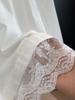 Elegant High-Waisted Lace Trim Patchwork White Skirt for Women