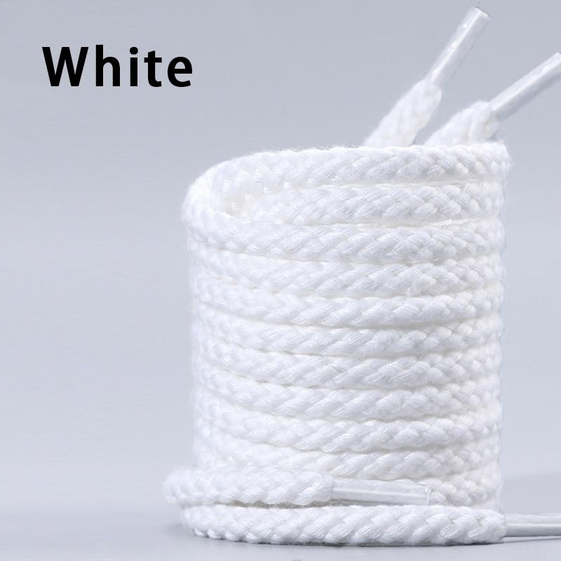 Ronde Veters 6mm Dikker Katoenen Veters Precisie Geweven Veters Sneakers Laarzen Veterschoen 120/140/160CM Schoenenaccessoires 1 Paar 160cm white