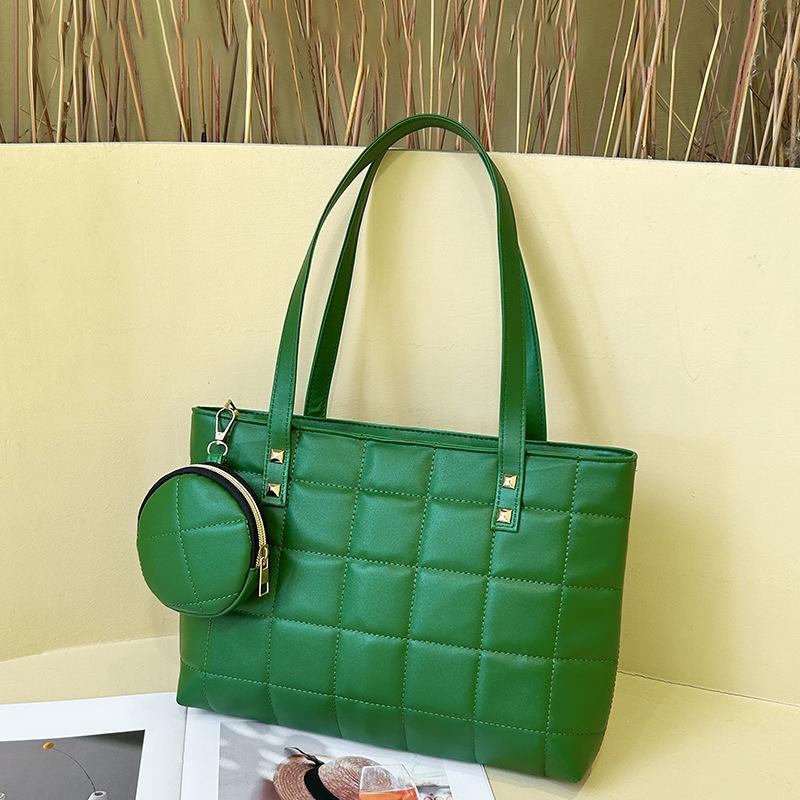 Women's 2025 Quilted Shoulder Bag Set - Trendy Korean Style, Large Capacity Handbag
