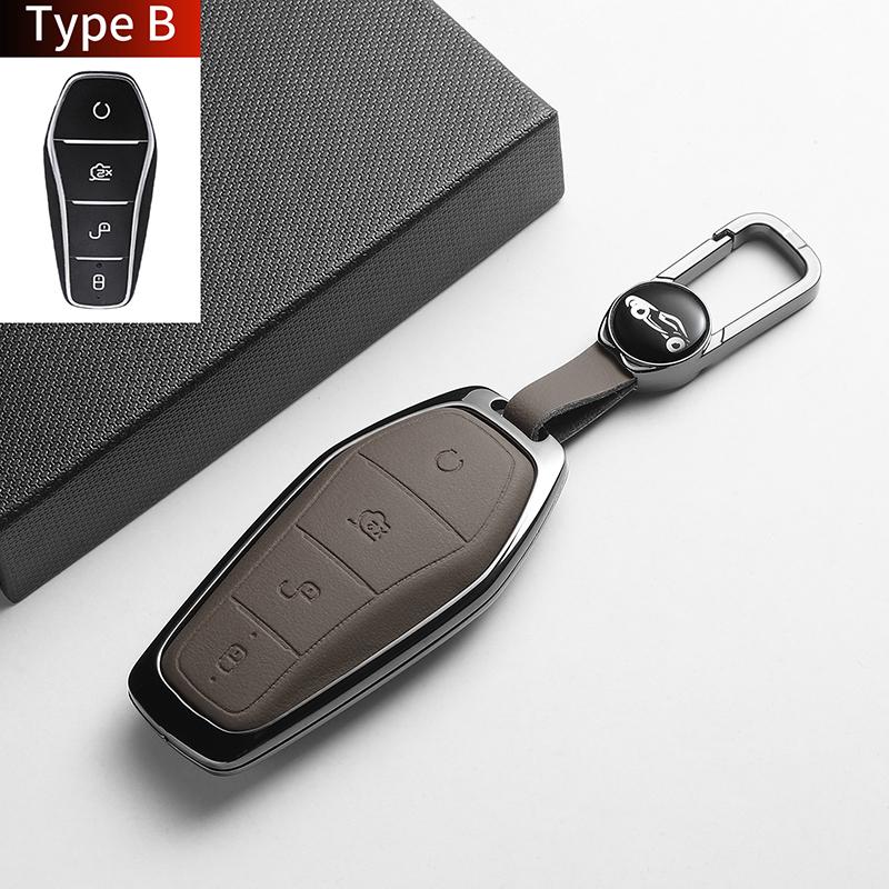 For BYD Han EV Dolphin Song Plus DMI Seagull Yuan UP Qin Pro Seal 06 Escort 7 Tang L Leather Metal Car Key Case Cover Accessorie