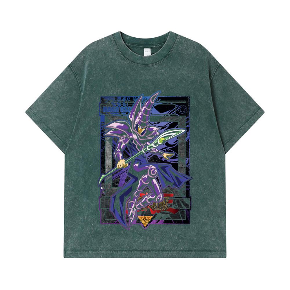 275 GSM Washed T-shirts 100% Cotton Yu-Gi-Oh V5 Mago Oscuro Print Unisex Heavy Cotton T Shirt