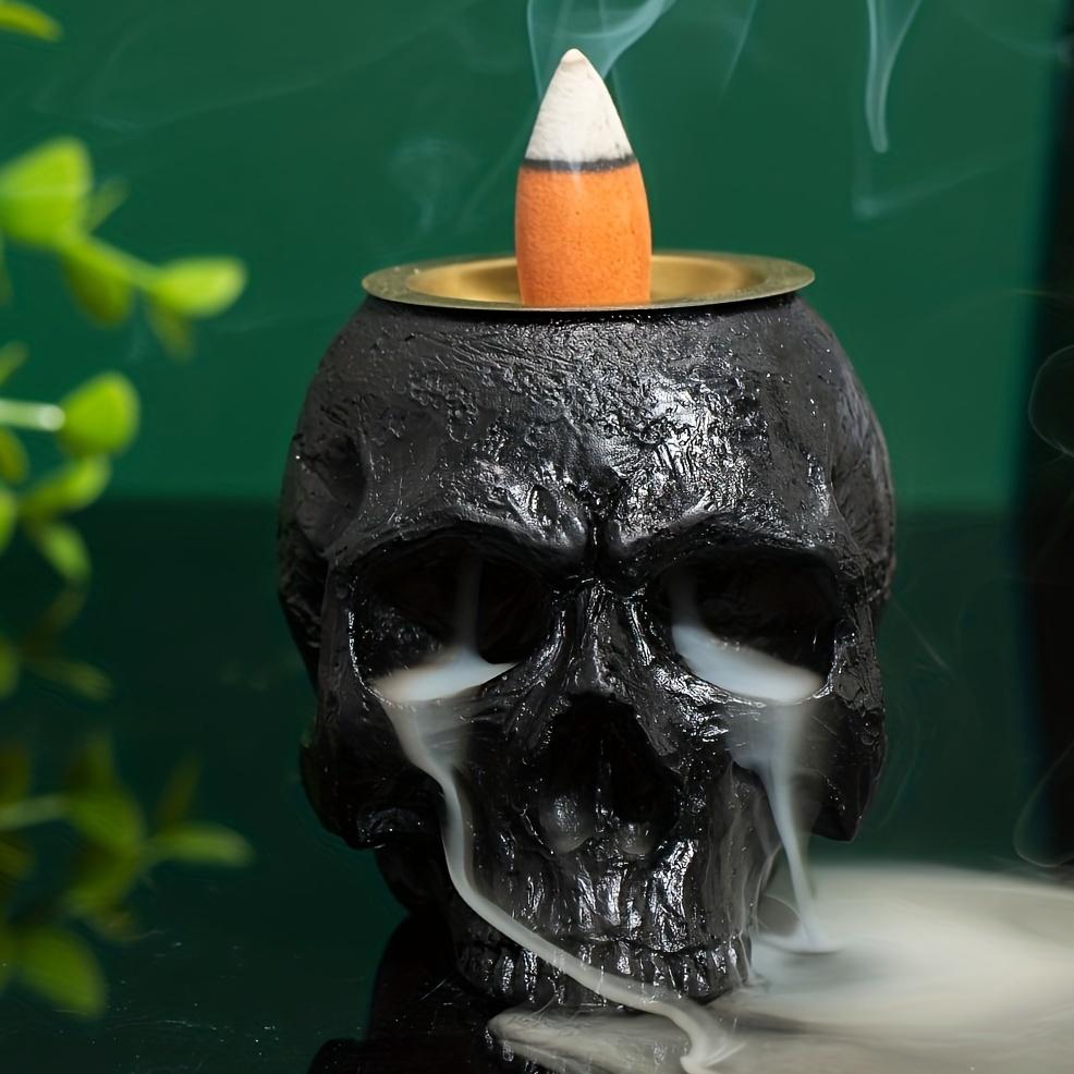 

Classic Resin Skull Incense Burner Tabletop Decorative Aromatherapy Holder Figurines Home Decoration for Halloween Ornament чорний