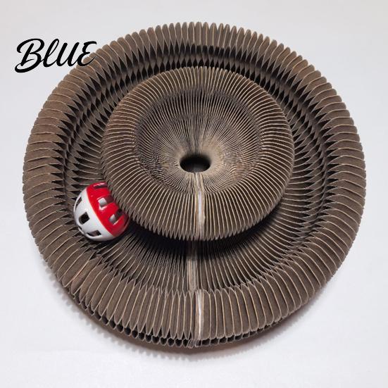 Corrugated Paper Cat Space-saving Ball Scratching Board Accordion Changeable Toy Flexible with Bell Portable Foldable