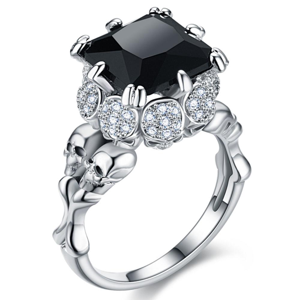 

Gothic Skull Ring copper Color Wedding & Engagement Crystal Halloween Christmas Gifts Ring 9 мідний