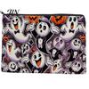 Durable Zipper Bag Halloween Storage Bag, with Colorful Cartoon Ghost Print, Canvas Trendy Makeup Large Capacity Lightweight Travel Toiletry Thick