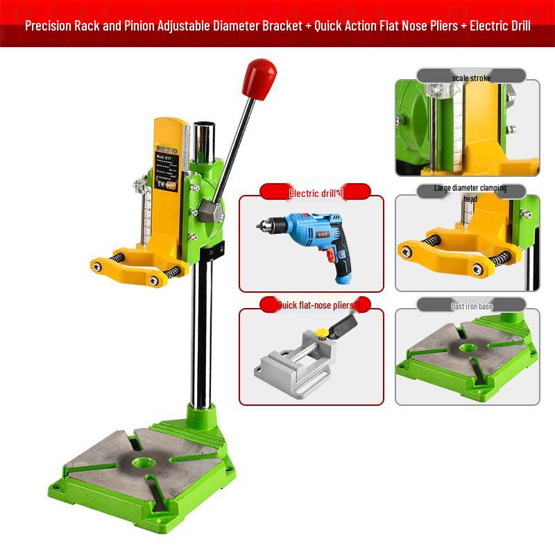 Industrial Grade Bench Drill Stand for Small Electric & Hand Drills – High Precision Multifunctional Workbench