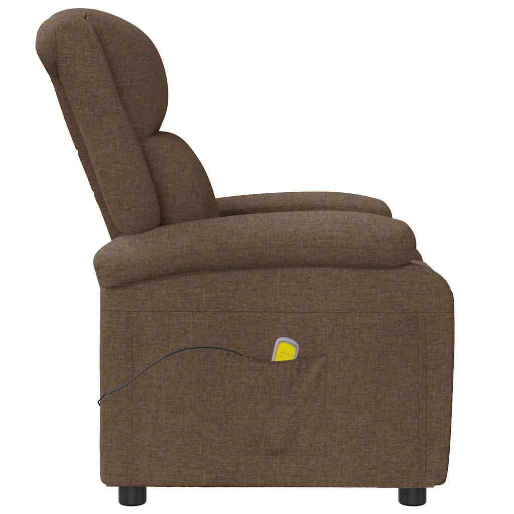 Massage Chair, Brown, Upholstered In Fabric