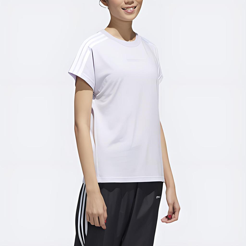Adidas Casual Sports T-Shirt Women Tops Purple White GJ5352