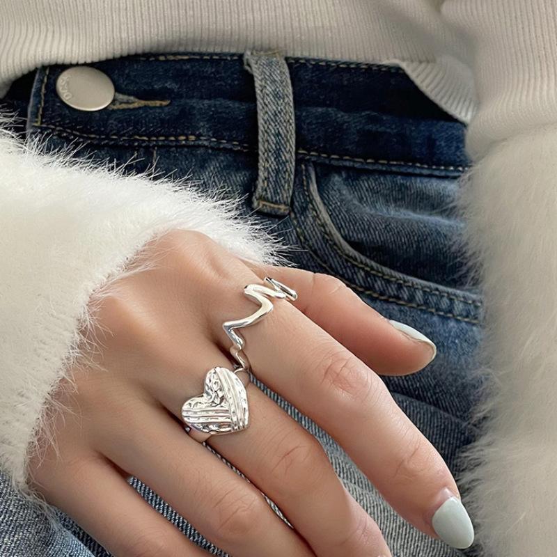 And Distinctive Fashionforward Geometric Heart Ring For Women Adjustable Copper Accessory