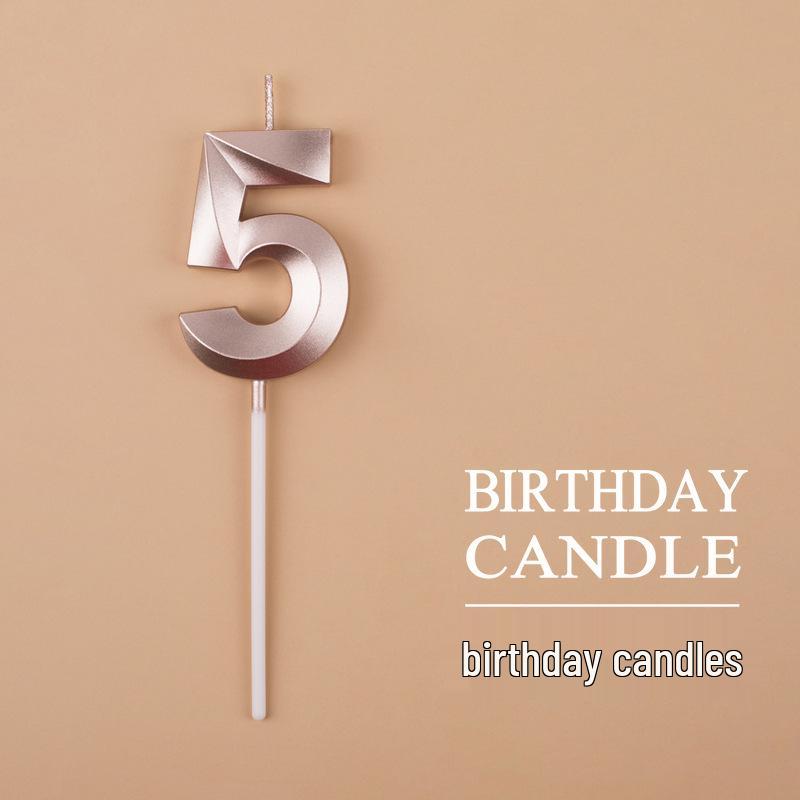 Gold and Silver Number Candles for Birthday Cakes - Pink Exquisite Design