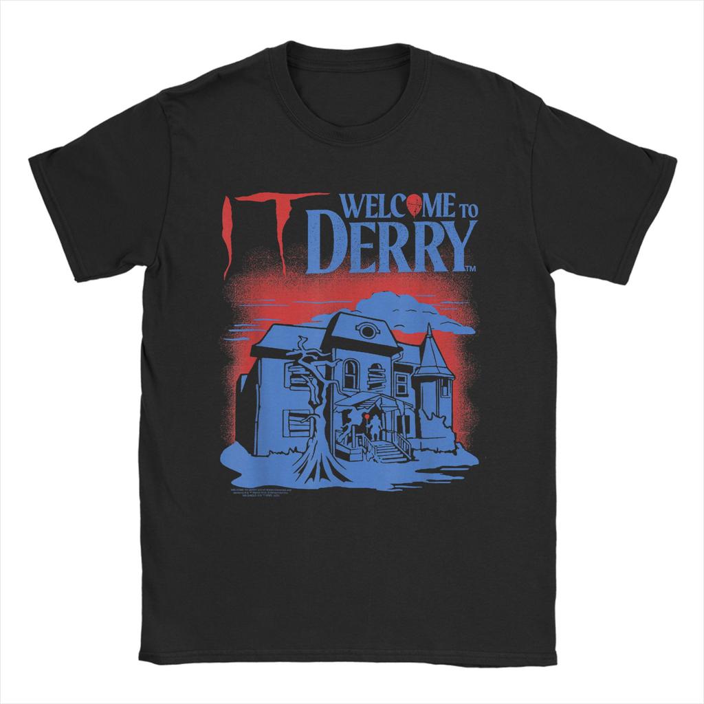 Pennywise The Dancing Clown Horror TV  T Shirt Beach Its Derrys Welcome Cotton T-Shirts For Men's Tee Shirt Short Sleeves Tops