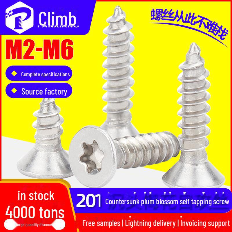 

201 Stainless Steel Plum Slot Flat Head Self-Tapping Screws M2-M6 M5*20