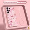 Retro Flowers Black Rose Print Lanyard Case For Samsung S26 S25 Ultra S24 Plus S23 FE S22 Ultra A55 A56 A17 A37 A57 5G Skin Feel Magnetic Phone Cover