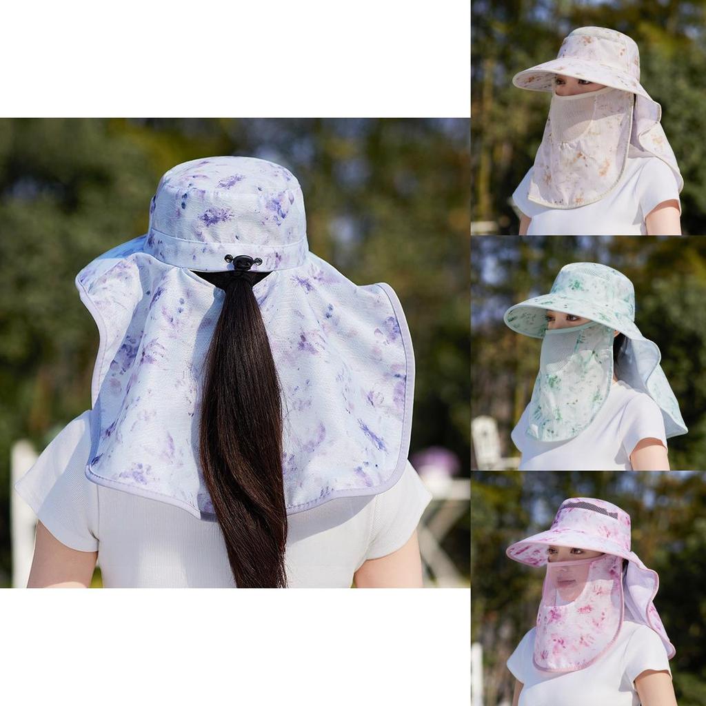 Outdoor Sun Protection Hat With Shoulder Cover For Women Summer Uv Blocker Lightweight Polyester