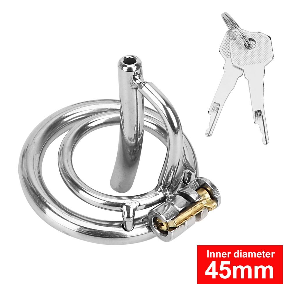 JIUAI Stainless Steel Urethral Sounding Two Penis Rings for Men Cock Plug Delay Lock Chastity Cage Medical Sex Toy Male Masturbator