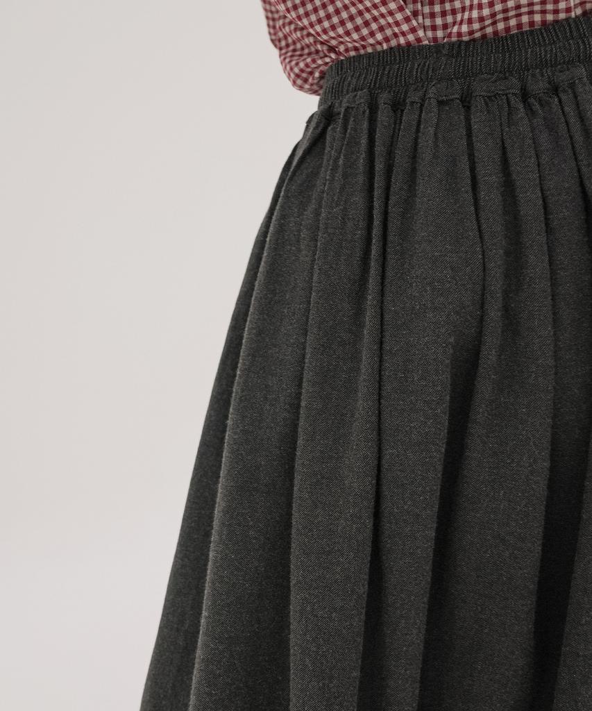 Chikita Cotton Shirred Flare Skirt Deep Brown 250808Db