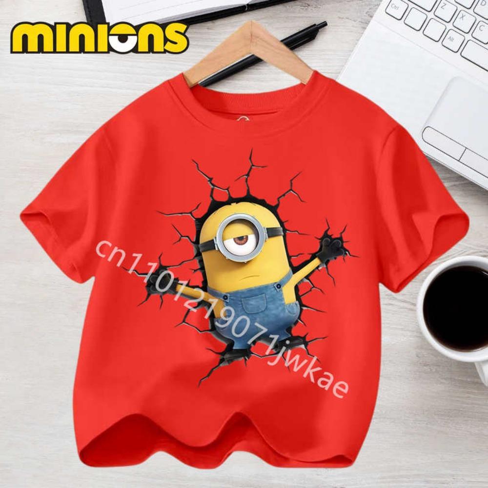Anime Minions T-shirts for Children Kawaii Cartoon Graphic T Shirts Girls Casual Short Sleeves Tops Summer Baby Boys Clothing