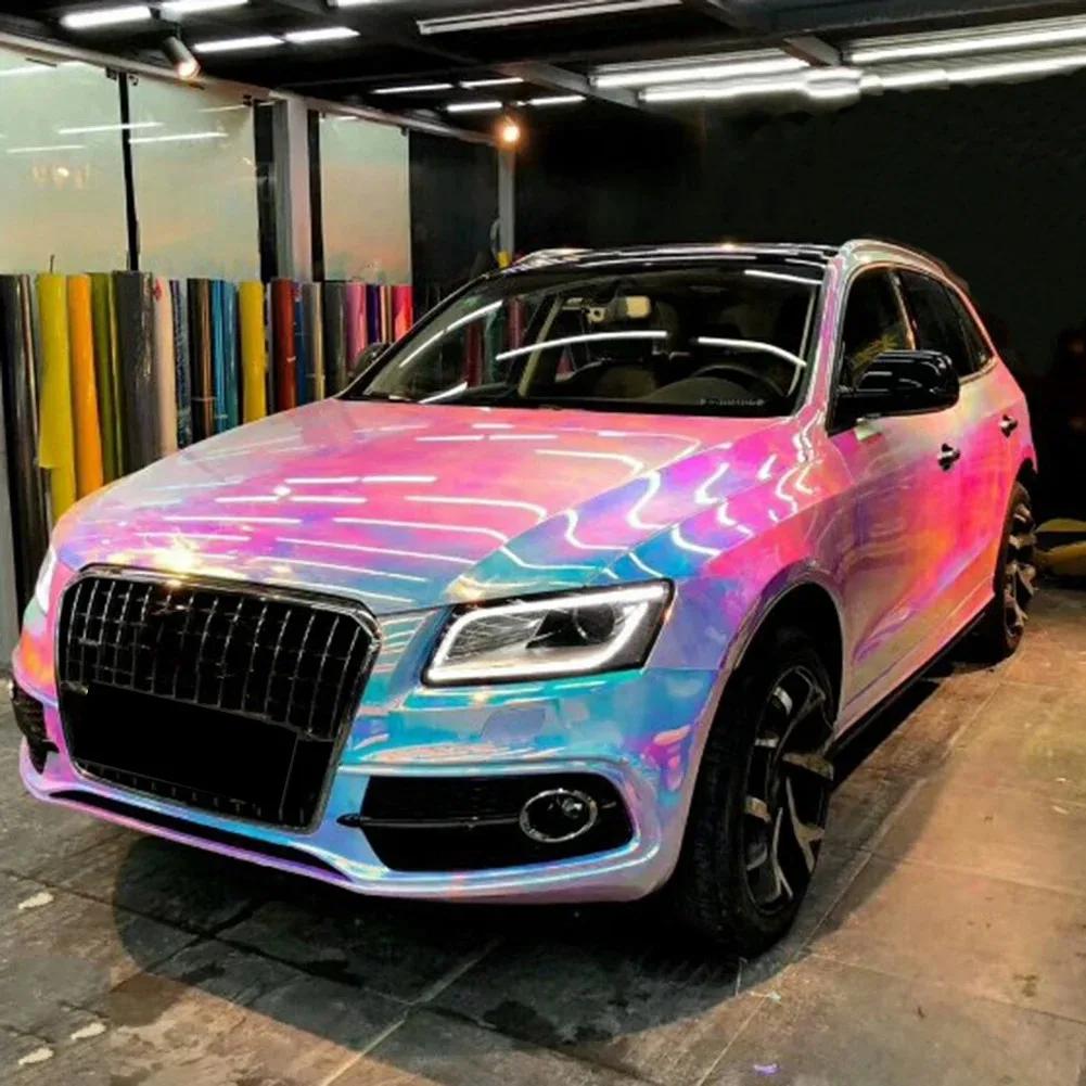 1PCS 50*135cm Colorful Electro Coating Pink/Blue Glossy Car Body Film Color Changing Interior Styling Vinly Wrap Laptop Mobile