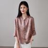 SOFSIL Women's Silk Jacquard Stand Collar Shirt