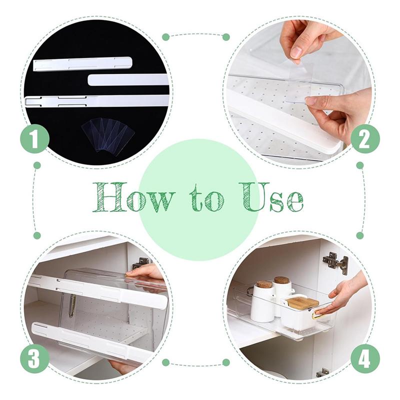 B97A-4 Pcs Adhesive Sliders For Cabinets Runner Glues Drawer Slides Pull Out For School Bedroom Kitchen