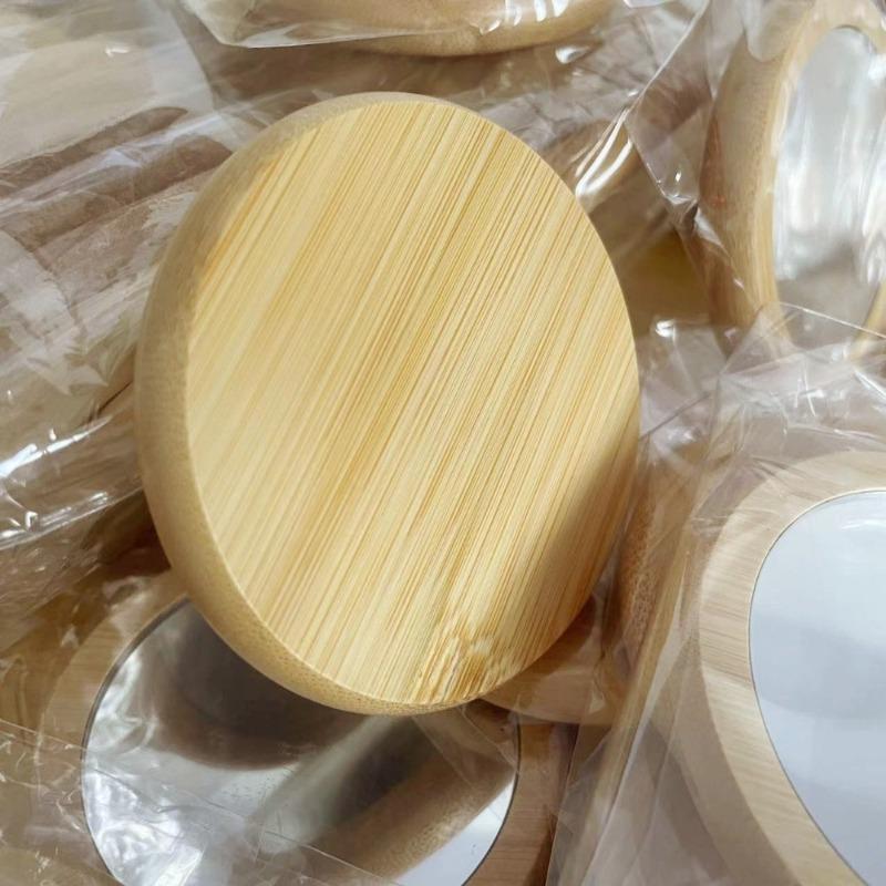 4er-Pack DIY Bambus und Holz Kosmetikspiegel Party Hochzeit Kleines Geschenk für Gäste Holz Runder Spiegel Geschenk
