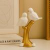 Ceramic Couple Birds Statue for Home Decor - Aesthetic Showpiece - Decorative Sculpture for Home Decor & Office Decor - 18x3x22 CM, White and Gold