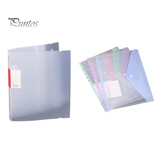 File Pockets 11 Hole Expandable Binder Folders for 2/3/4 Ring Document Pouch, Plastic Envelopes Macaron Color Bags Pocket with Snap Button &