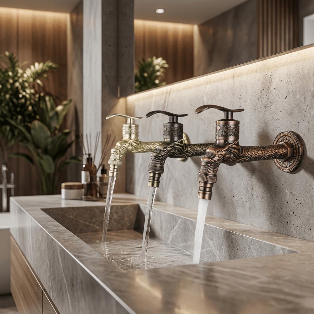 Dragon Head Design Antique Faucet Freeze-Resistant Material Universal Connection Wall-Mounted Faucet Wall-Mounted Structure