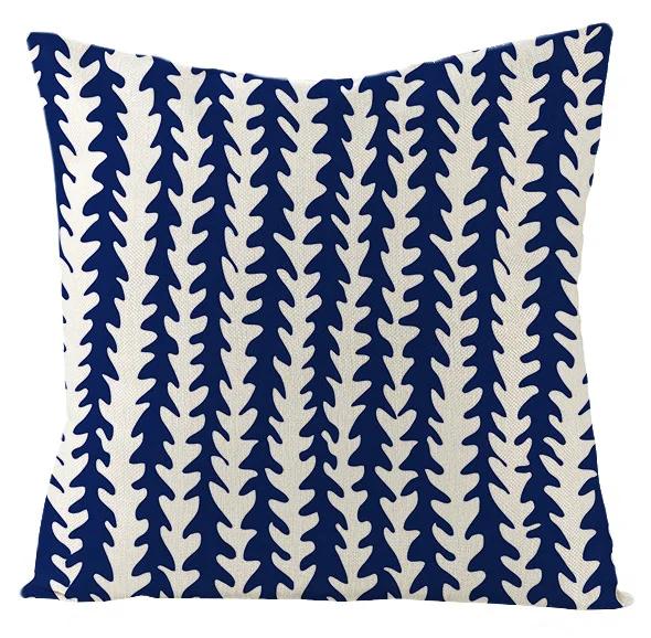 Boho Blue Geometric Series Linen Cushion Cover Throw Pillow Case Modern Minimalist Home Decor Pillowcase Pillow Cover for Couch