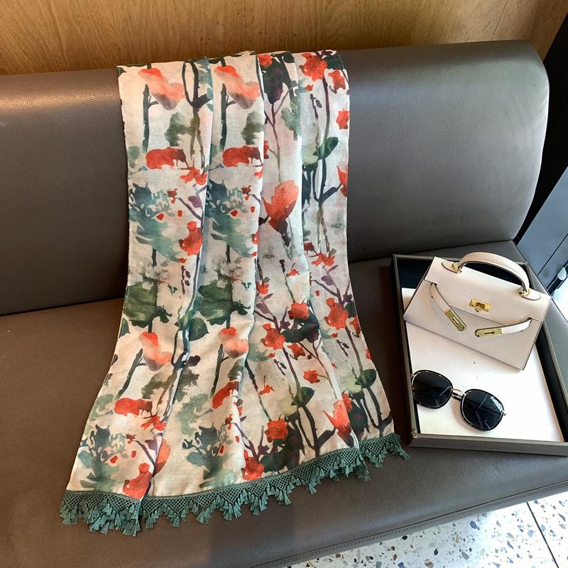 Summer Shawl Fashion Versatile Vacation Sunscreen Beach Shawl Sunscreen Women s Balinese Yarn Ethnic Shawl 90*180