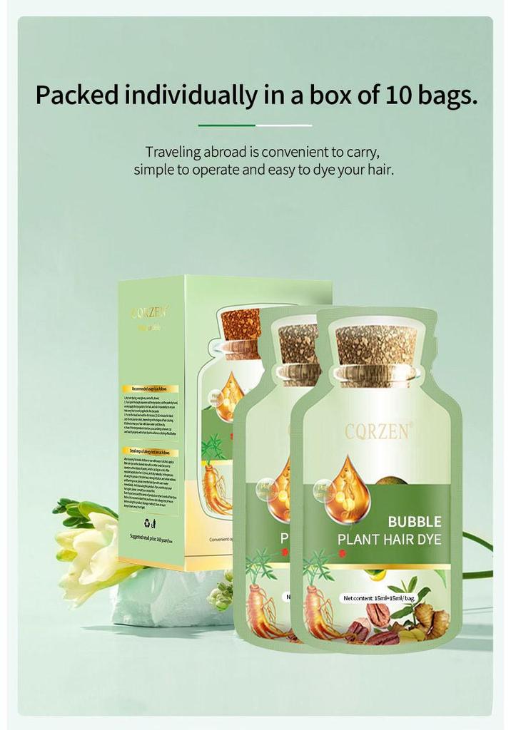 CQRZEN Cai Yun Lai Plant-Based Bubble Hair Dye Cream for DIY Hair Coloring