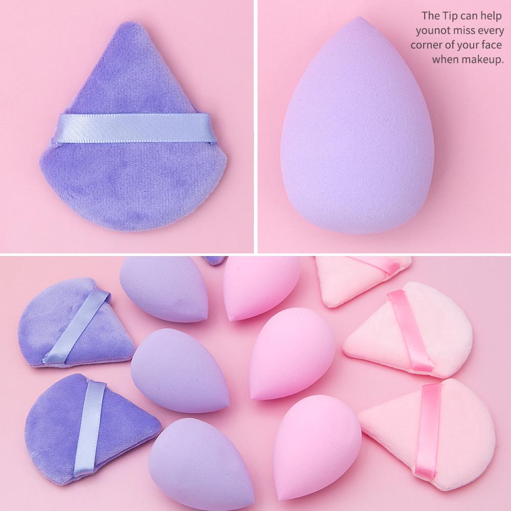 12pcs Facial Cleanser Can Be Reused, Made Of Soft And Skin Friendly Sponge Material Makeup Puff Mini Triangle Puff Plush Powder