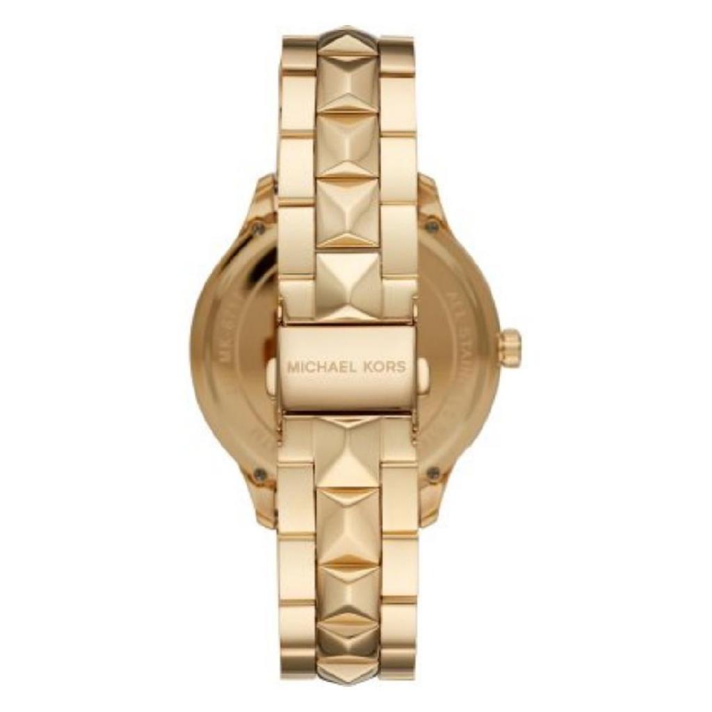 Michael Kors Oversized Runway Mercer Gold-Tone Pavé Logo Watch MK6714