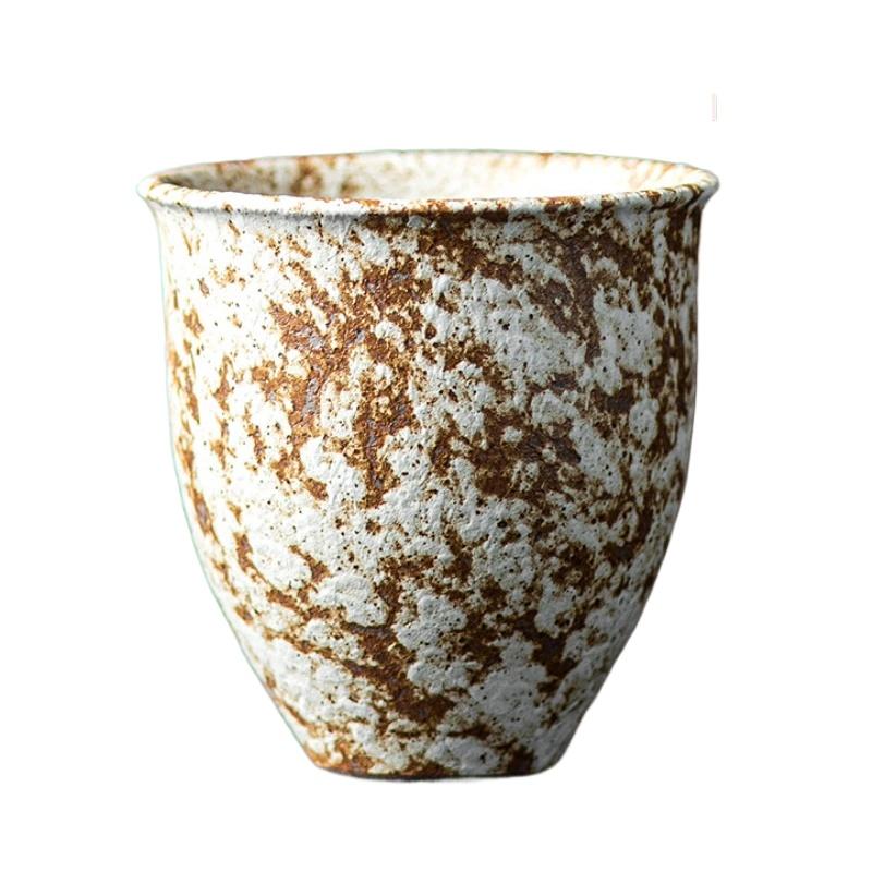 Splashed Gold Rust Glaze Ceramic Tea Cup Personal Use Cup for Gongfu Tea Brewing, Unique TextureChineseTeaSetCup withGold Accent