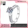High-Grade Thick S925 Sterling Silver Classic Four-Claw Moissanite Ring In Stock