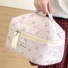 Pink Bow Cosmetic Bag Women Quilting Cosmetic Pouch Large Capacity Makeup Bag Portable Zipper Toiletry Organizer Handbag