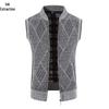 Pánský plusový sametový zahuštěný kardiganový svetr bez rukávů s výstřihem do V - Velká velikost, podzimní/zimní vesta pro středního věku a mladé pro běžné nošení