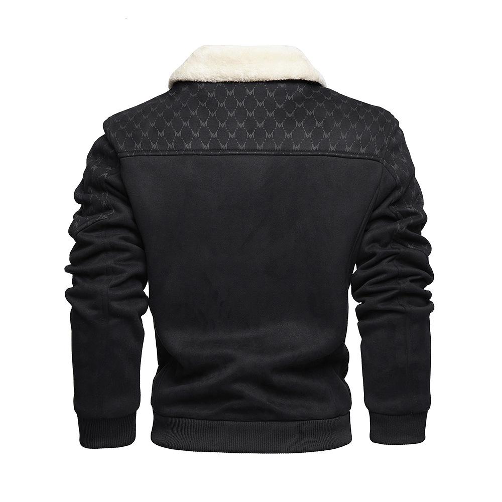 New Lapel Warm Suede Men's Jacket Fashion Jacquard Fur Collar Men's Jacket